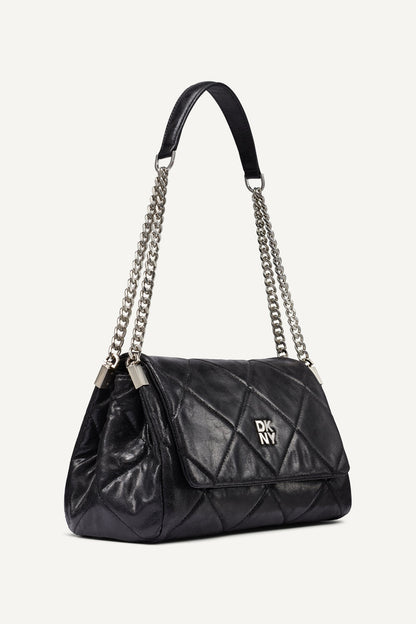 SOHO MEDIUM SHOULDER BAG Black/Silver | DKNY