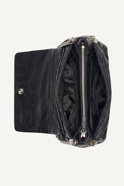 SOHO MEDIUM SHOULDER BAG Black/Silver | DKNY