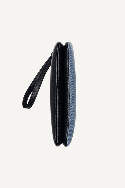 SARAH DUAL ZIP POUCH WRISTLET Denim/Black | DKNY