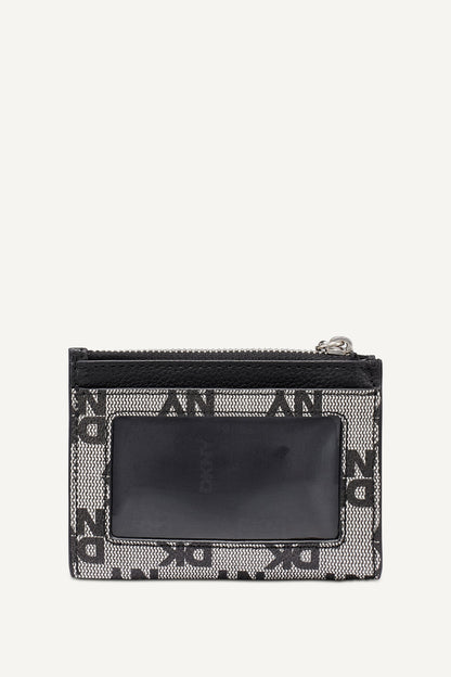 SARAH TOP ZIP CARD HOLDER Black Logo Black | DKNY
