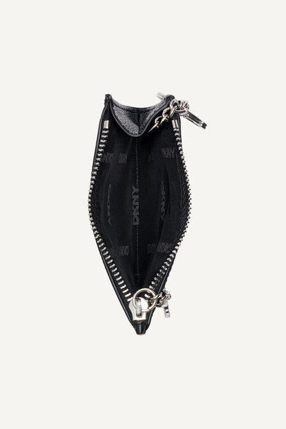SARAH TOP ZIP CARD HOLDER Black Logo Black | DKNY