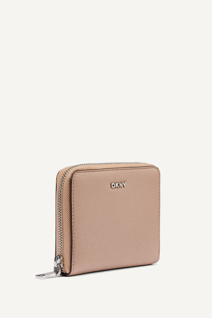PAULA SMALL ZIP AROUND WALLET Black/Silver | DKNY