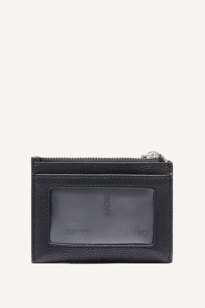 SARAH TOP ZIP CARD HOLDER Denim/Black | DKNY