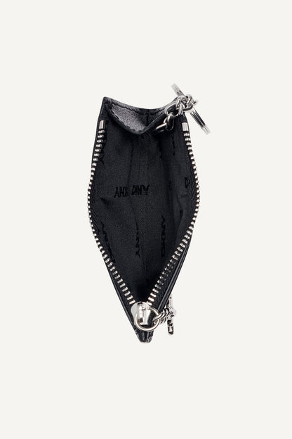SARAH TOP ZIP CARD HOLDER Denim/Black | DKNY