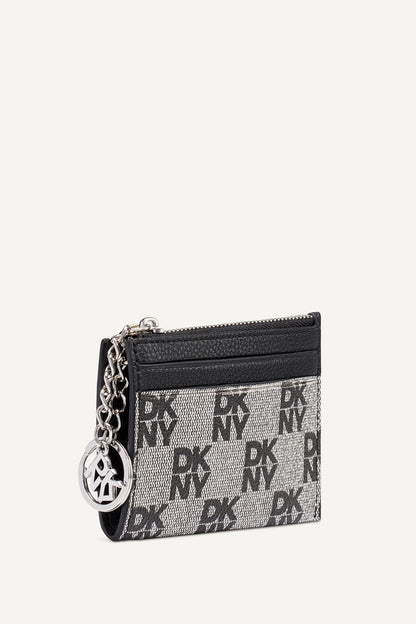 SARAH TOP ZIP CARD HOLDER Chino/Cappuccino | DKNY