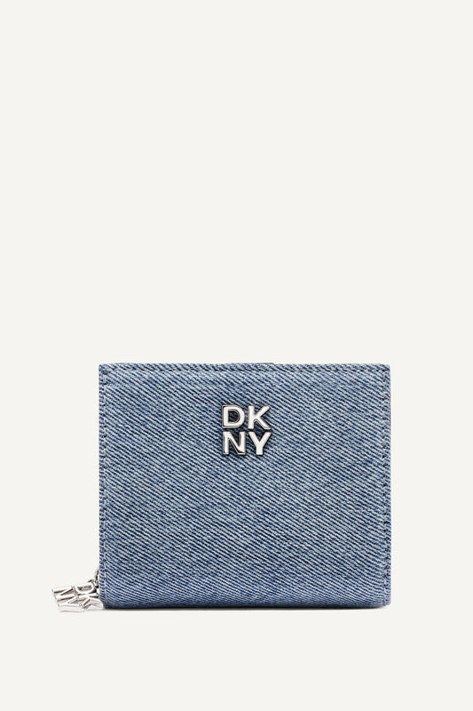 SARAH BIFOLD ZIP WALLET Denim/Black | DKNY