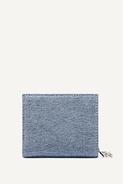 SARAH BIFOLD ZIP WALLET Denim/Black | DKNY