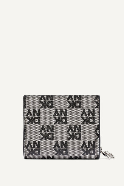 SARAH BIFOLD ZIP WALLET Black Logo Black | DKNY