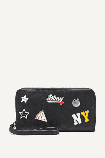 ETTA LARGE ZIP AROUND WALLET Black | DKNY