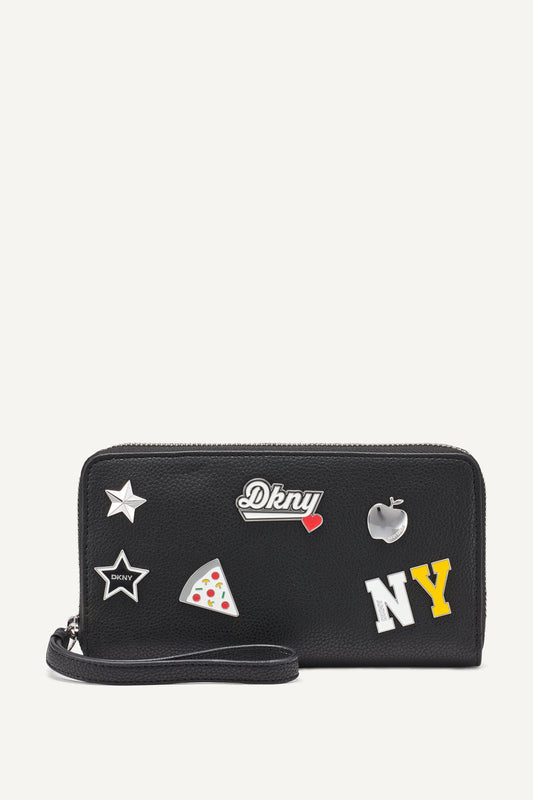 ETTA LARGE ZIP AROUND WALLET Black | DKNY