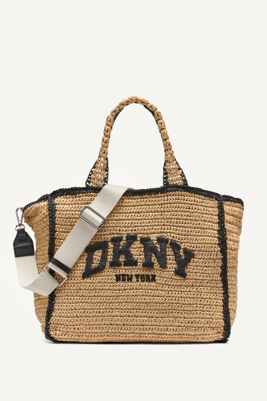 HADLEE MEDIUM WOVEN TOTE Natural/Black | DKNY