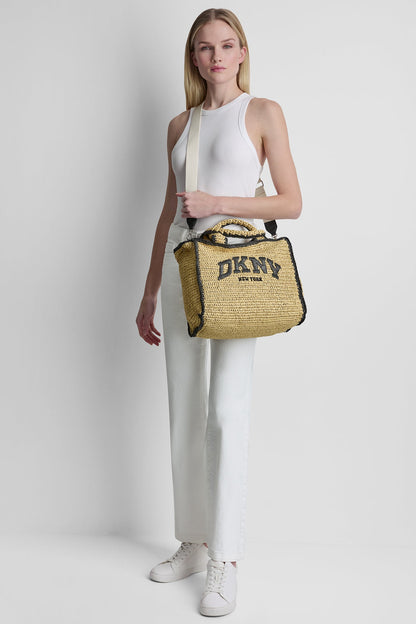 HADLEE MEDIUM WOVEN TOTE Natural/Black | DKNY
