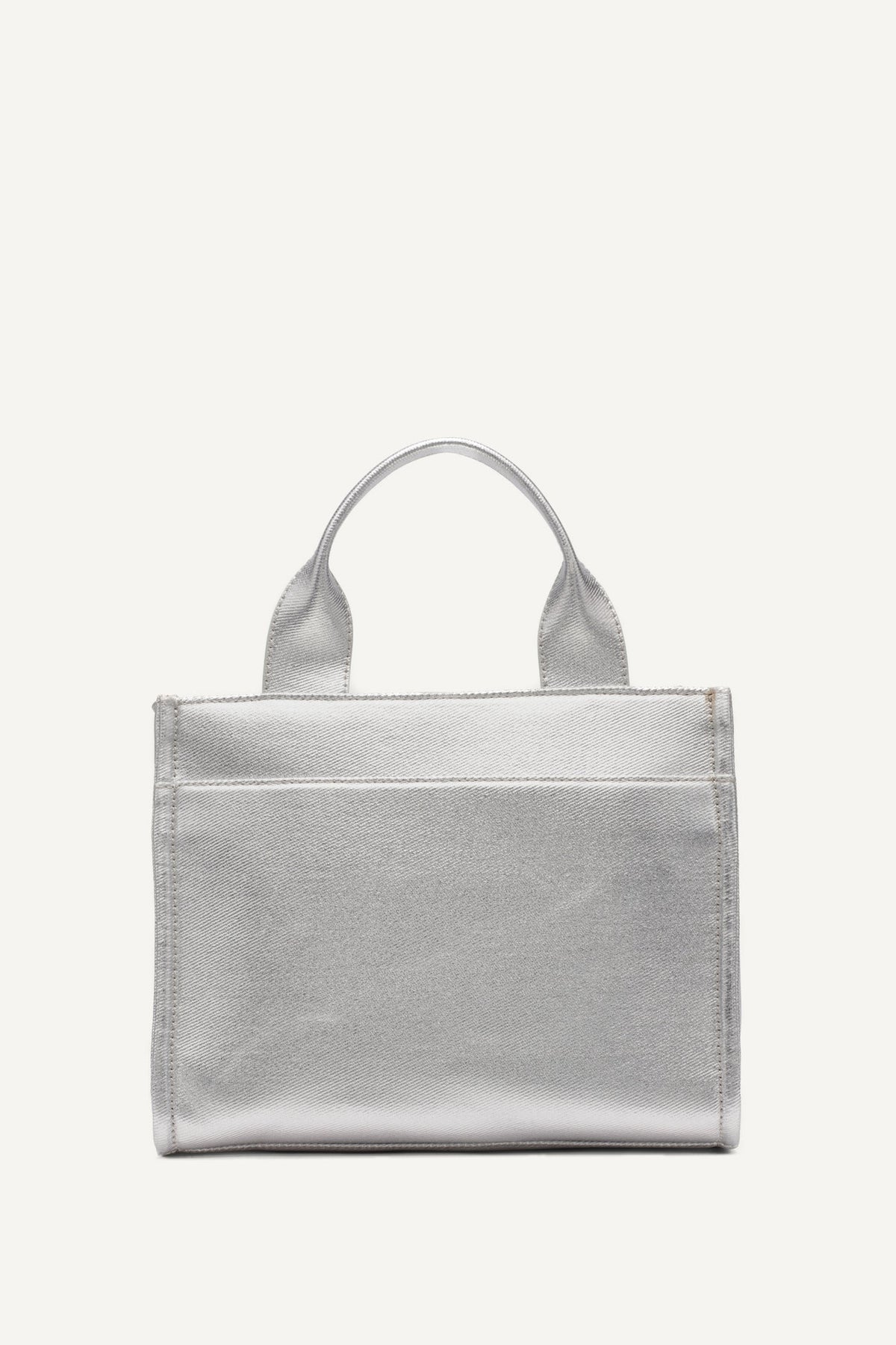 HADLEE SMALL METALLIC LOGO-EMBOSSED TOTE SILVER | DKNY