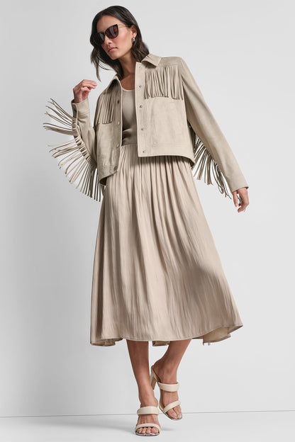 FRINGE JACKET Pebble | DKNY