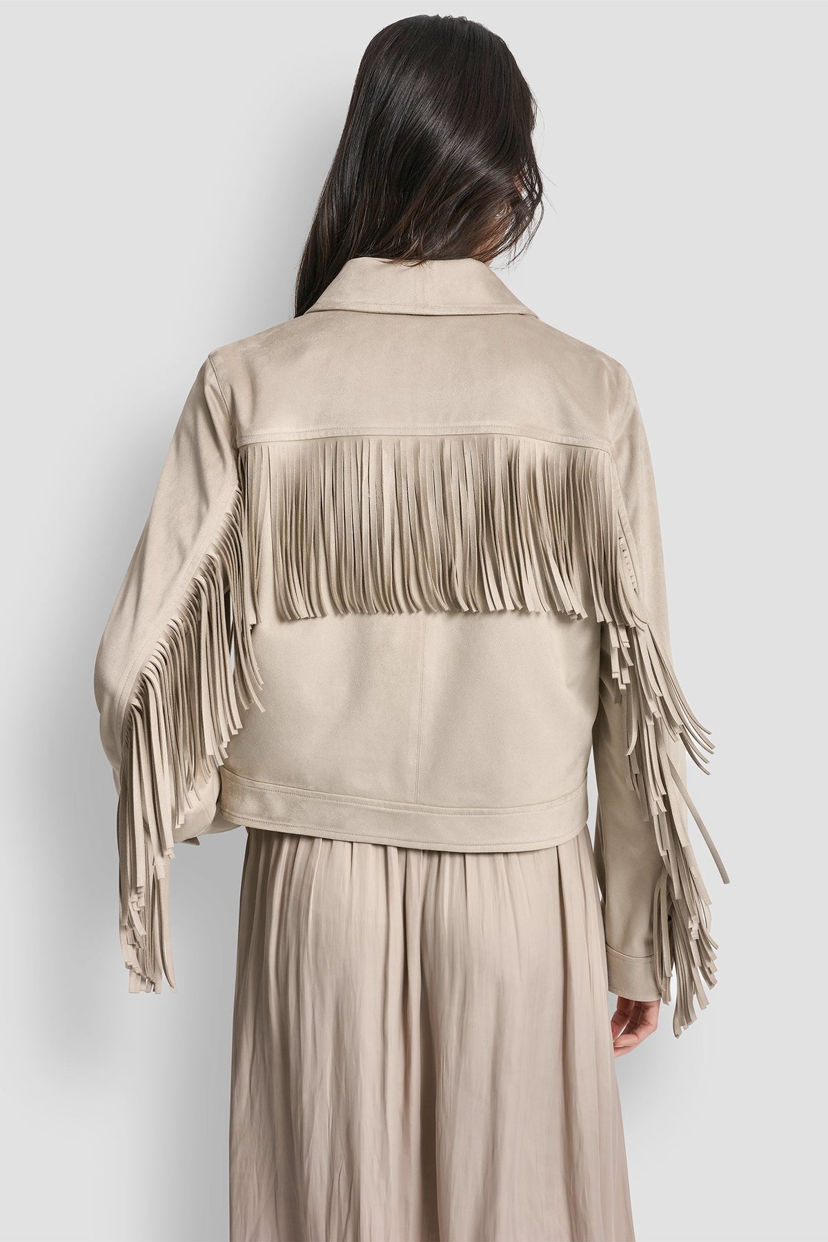 FRINGE JACKET Pebble | DKNY