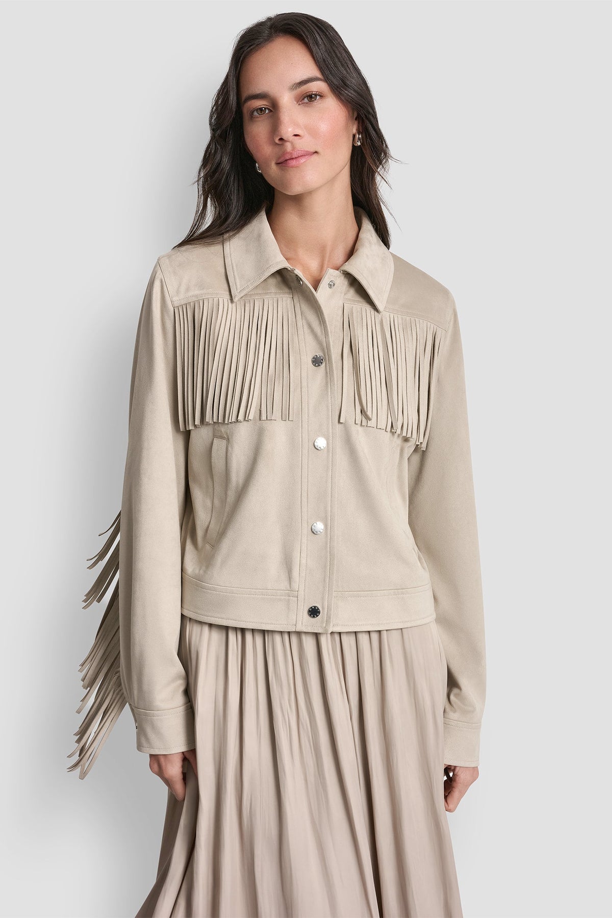 FRINGE JACKET Pebble | DKNY
