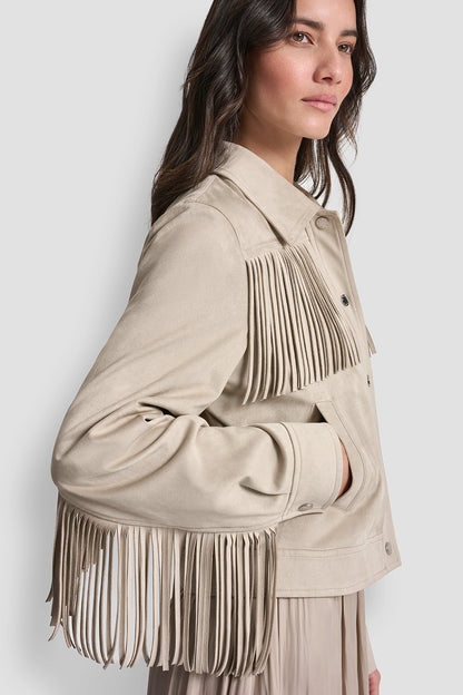 FRINGE JACKET Pebble | DKNY