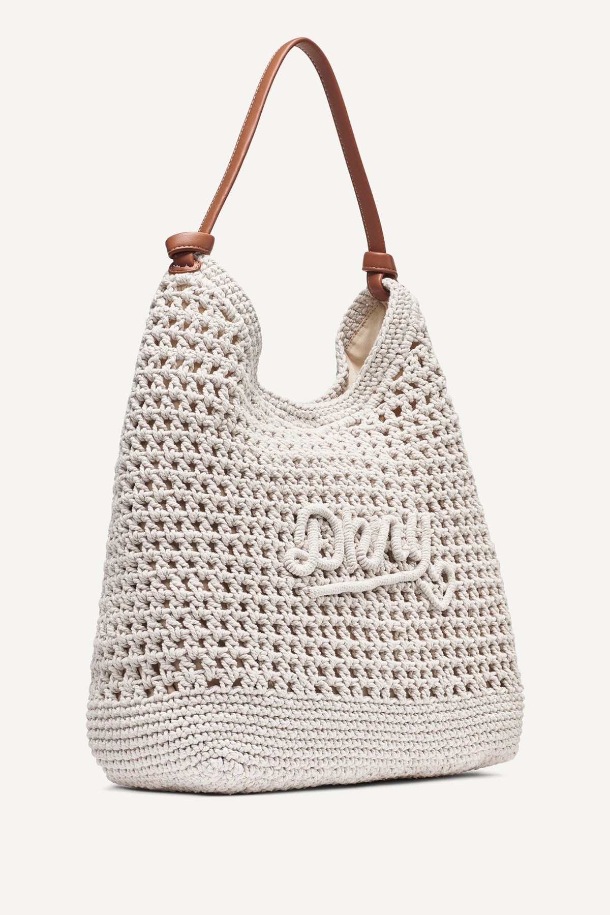 PAULA CROCHET LOGO HOBO BAG Natural | DKNY