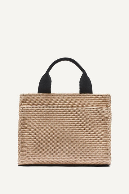 HADLEE SMALL STRAW LOGO TOTE Hot Pink | DKNY