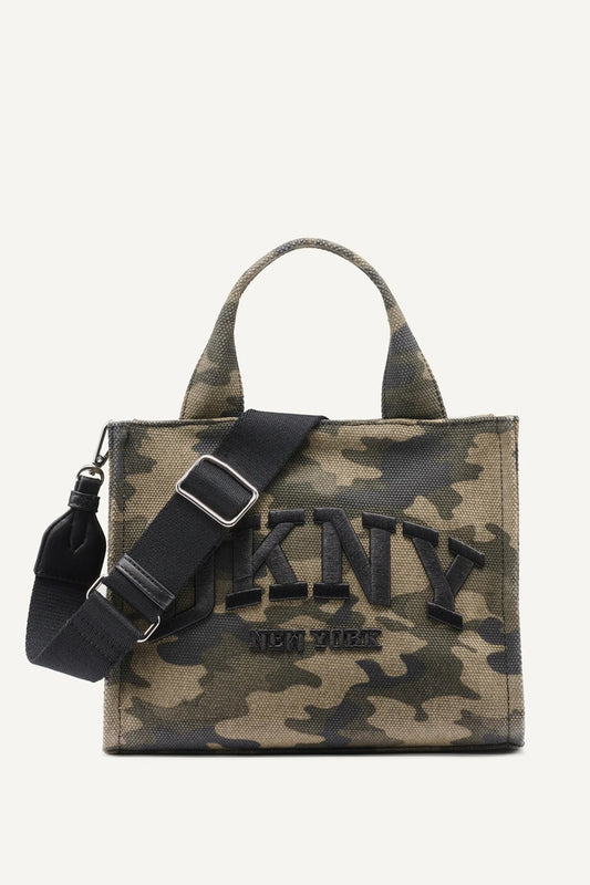 HADLEE SMALL LOGO-EMBROIDERED CAMO TOTE Camouflage | DKNY