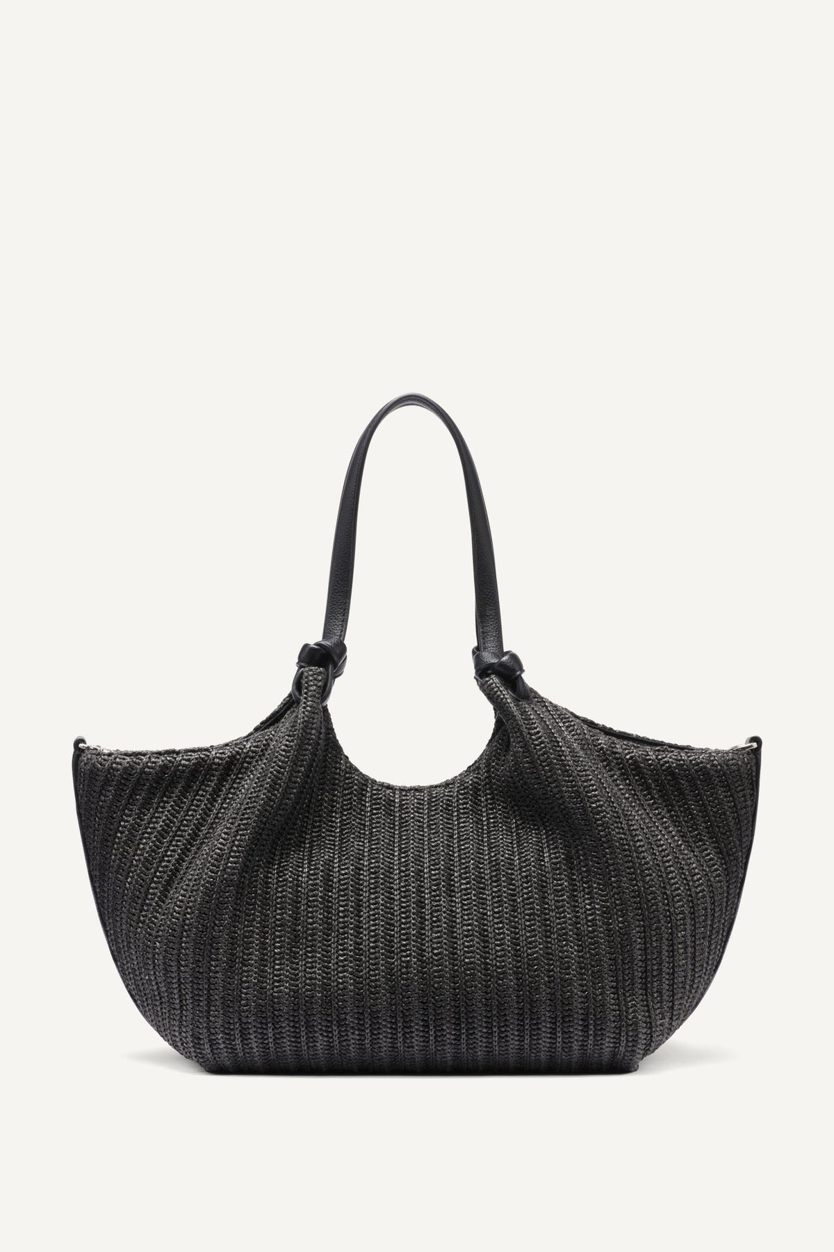 PAULA CROCHET RAFFIA MEDIUM COMMUTER TOTE Black/Silver | DKNY