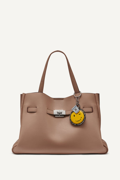 BRYAR LARGE SMILEY FACE SATCHEL Cappuccino | DKNY