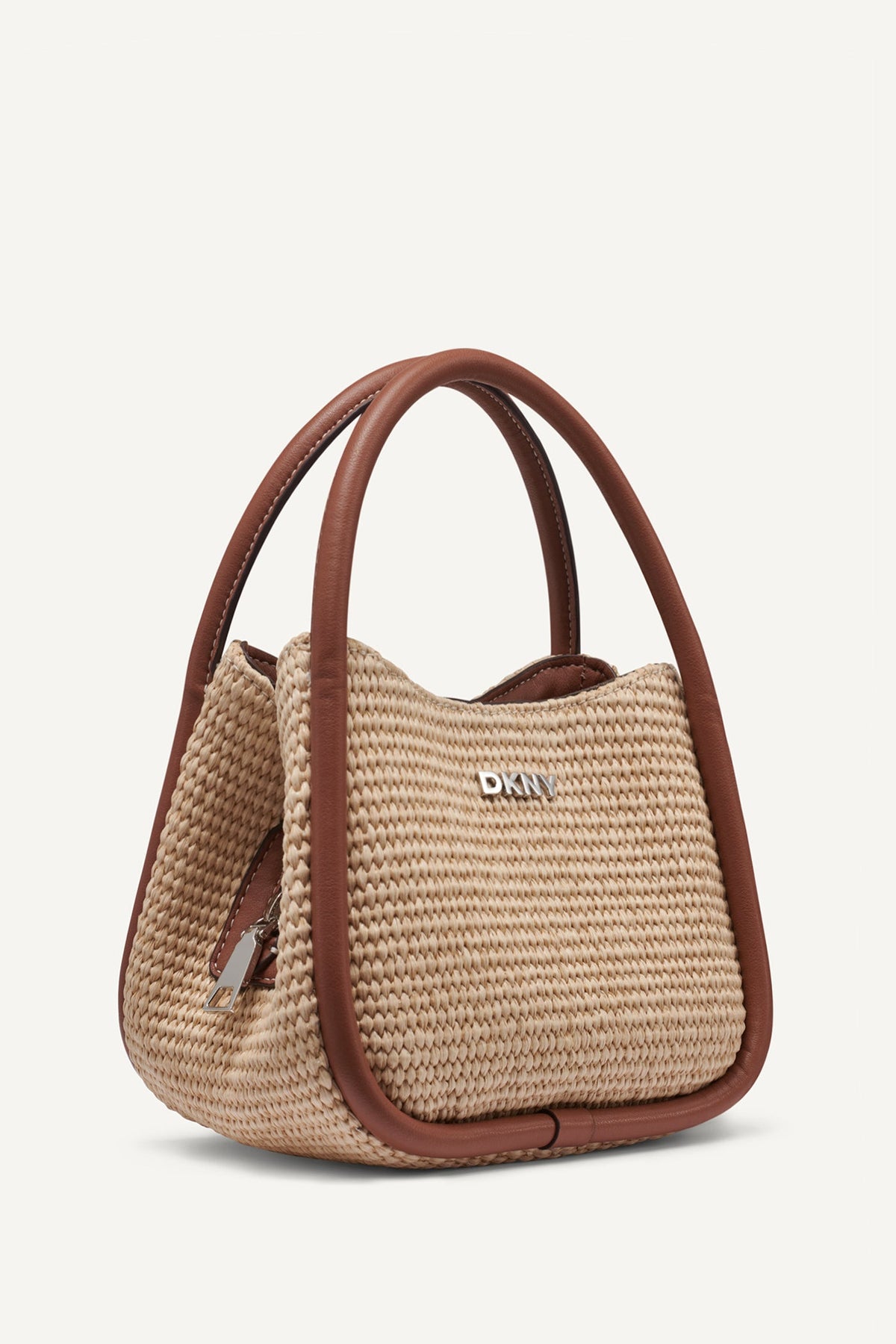 CAPRI WOVEN HOBO CROSSBODY BAG Natural/Saddle | DKNY