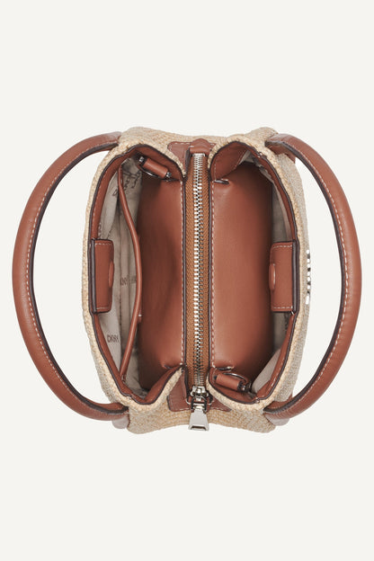 CAPRI WOVEN HOBO CROSSBODY BAG Natural/Saddle | DKNY