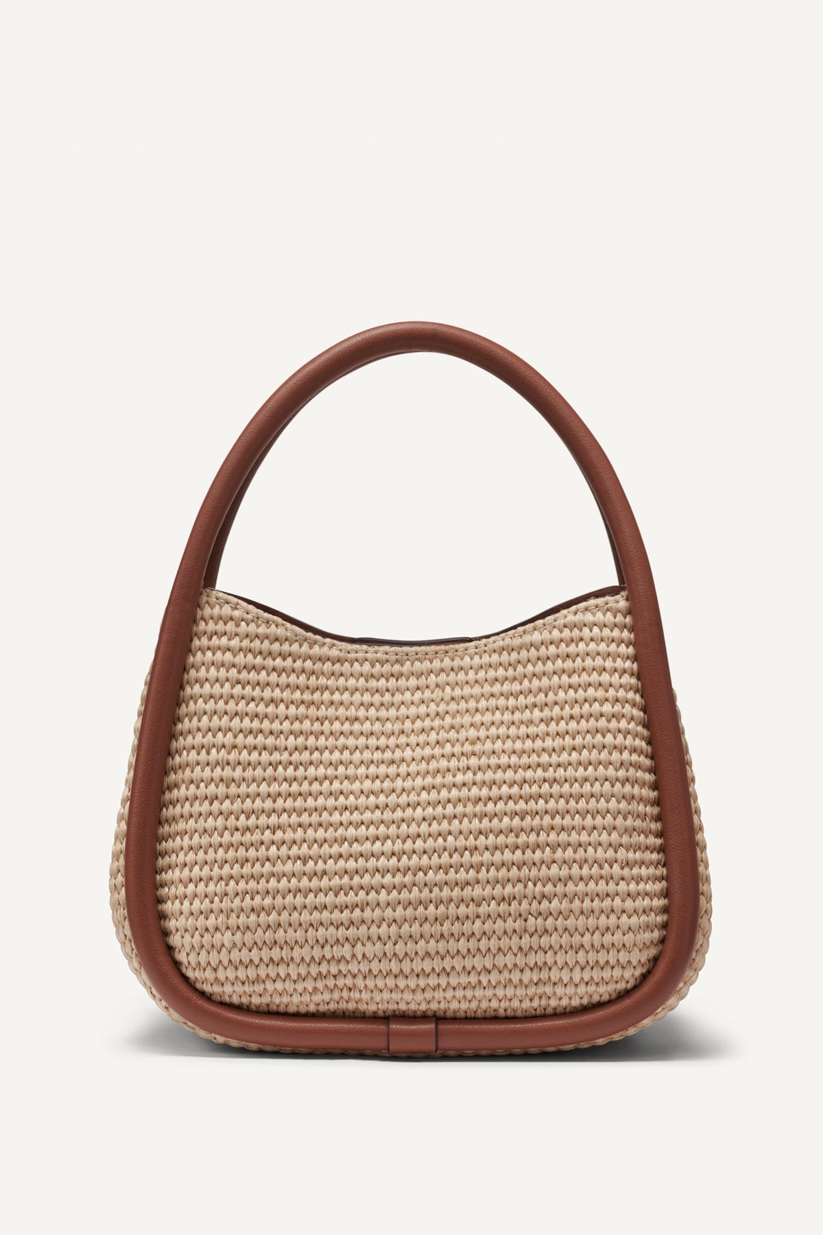 CAPRI WOVEN HOBO CROSSBODY BAG Natural/Saddle | DKNY