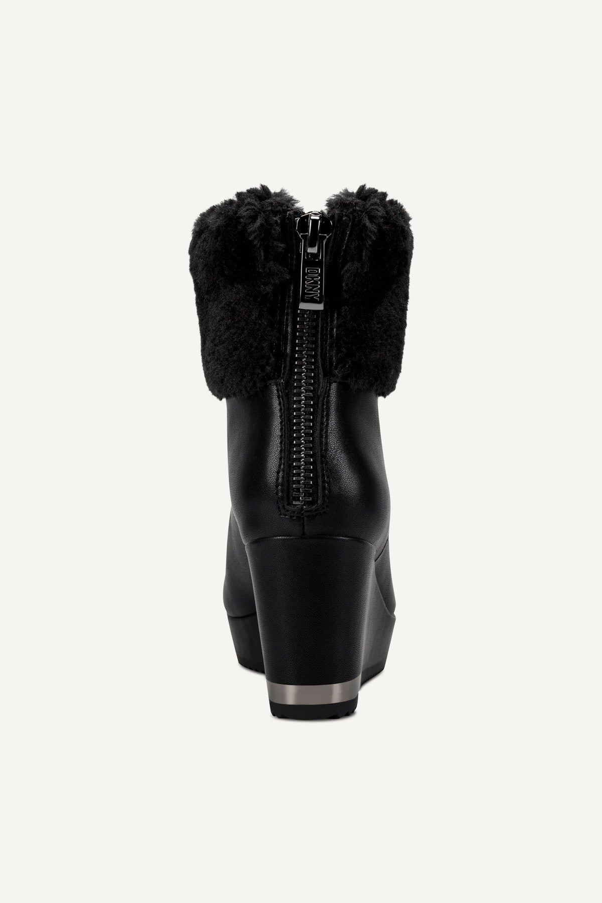 NADRA FAUX SHEARLING WEDGE BOOTIE Black | DKNY