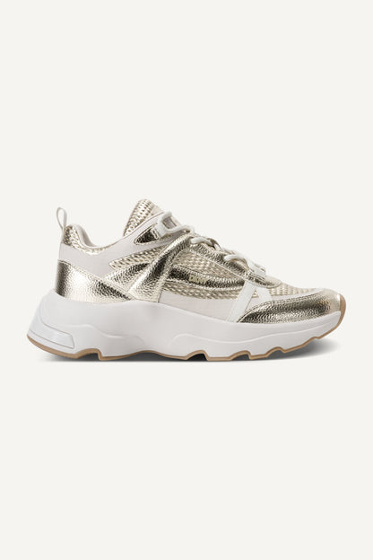 JUNA LACE-UP SNEAKERS WHITE GOLD | DKNY