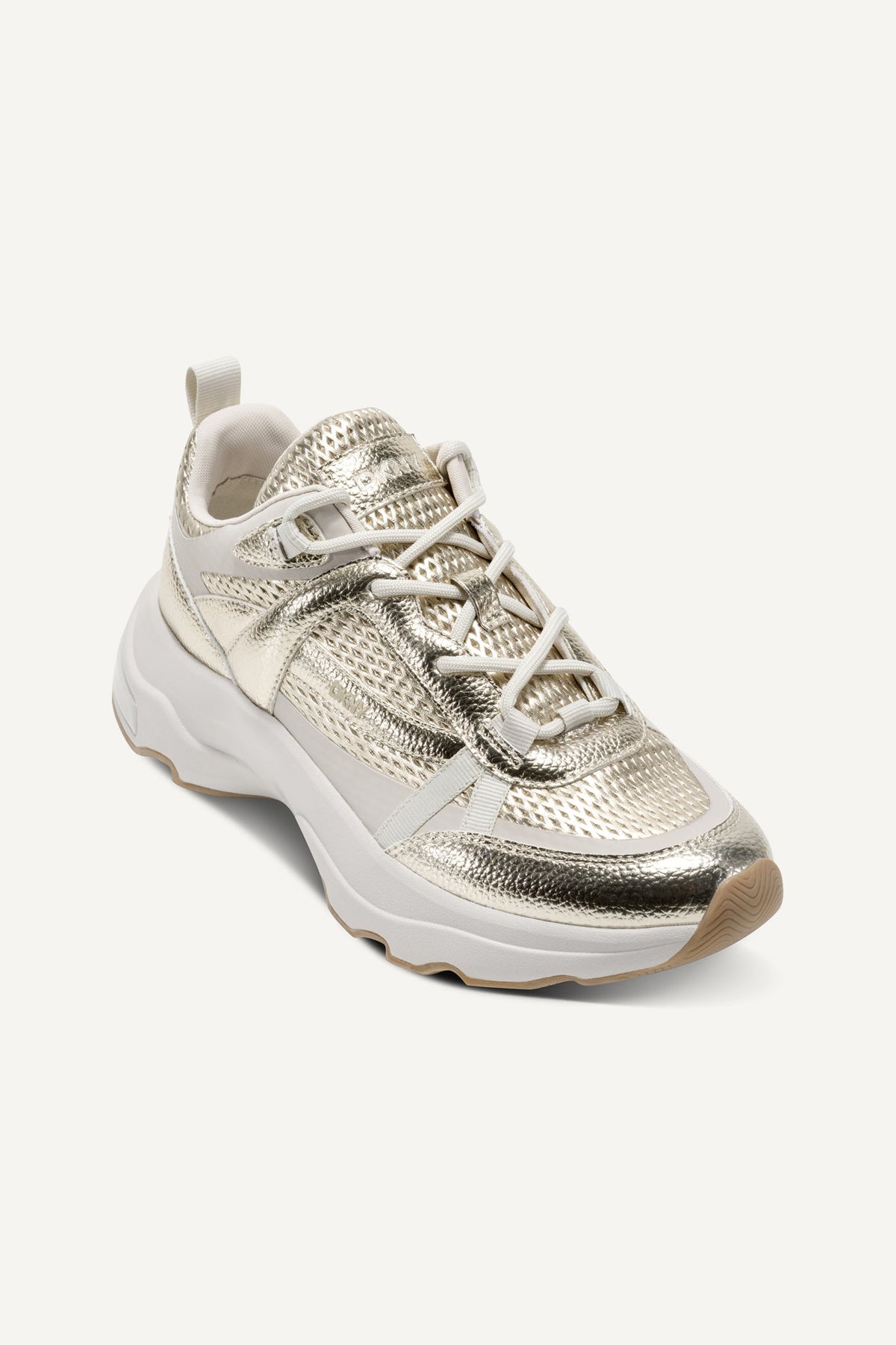 JUNA LACE-UP SNEAKERS WHITE GOLD | DKNY