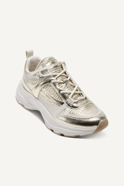 JUNA LACE-UP SNEAKERS WHITE GOLD | DKNY