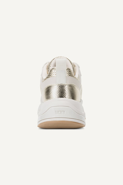 JUNA LACE-UP SNEAKERS WHITE GOLD | DKNY
