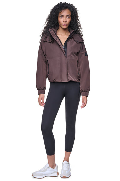 OVERSIZED LOGO HOODED JACKET Espresso/Mesa Rose | DKNY