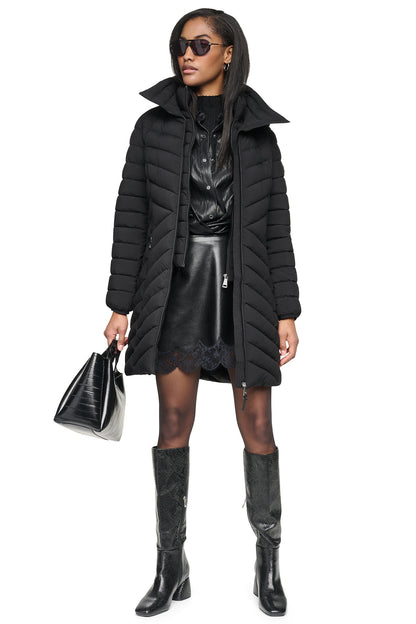 HOODED STAND COLLAR PUFFER Black | DKNY