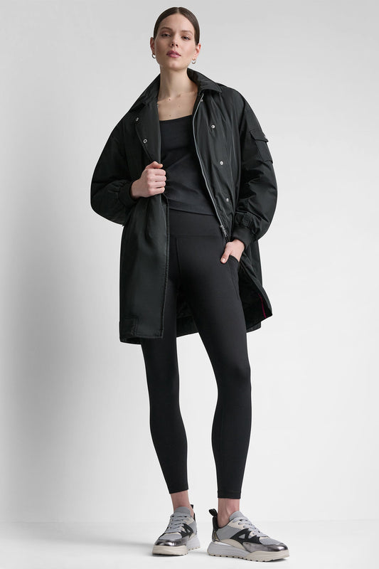 LONG JACKET WITH REMOVABLE HOOD Black | DKNY