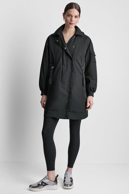 LONG JACKET WITH REMOVABLE HOOD Black | DKNY