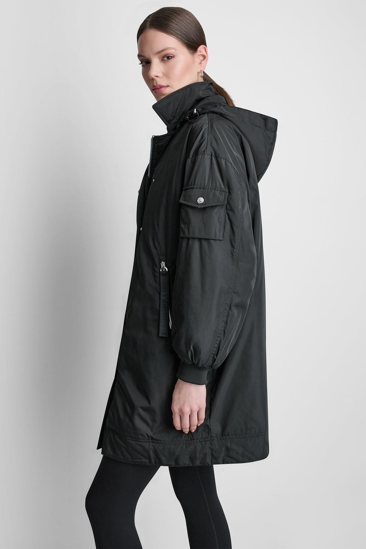 LONG JACKET WITH REMOVABLE HOOD Black | DKNY