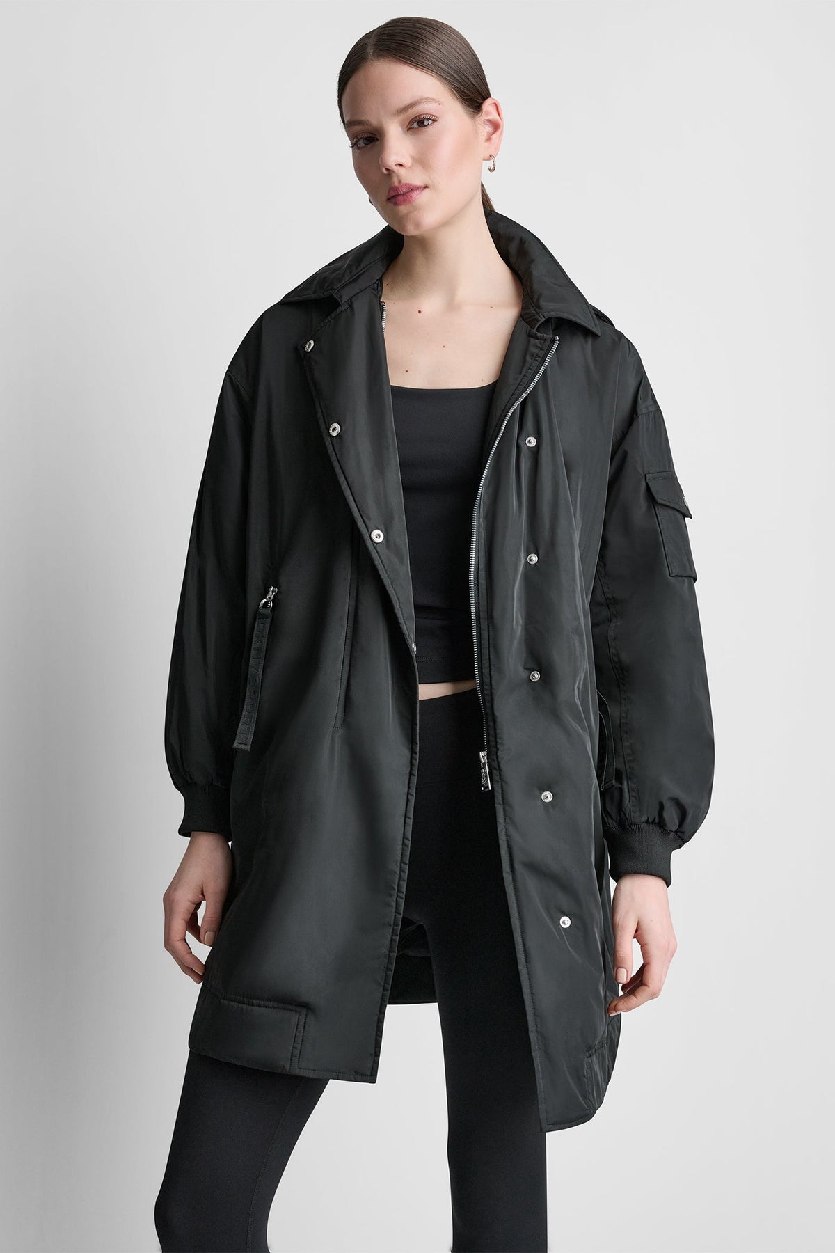 LONG JACKET WITH REMOVABLE HOOD Black | DKNY
