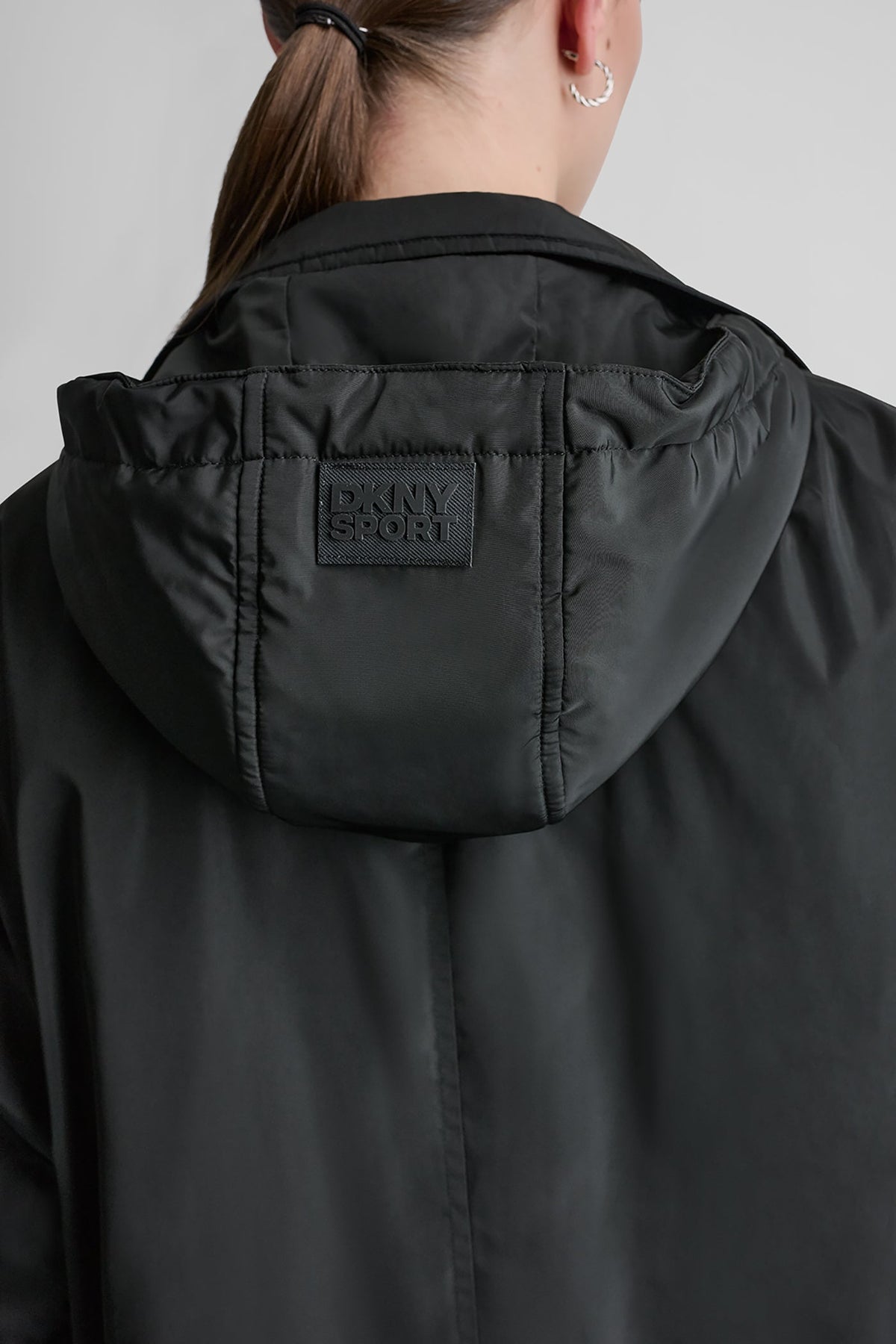 LONG JACKET WITH REMOVABLE HOOD Black | DKNY