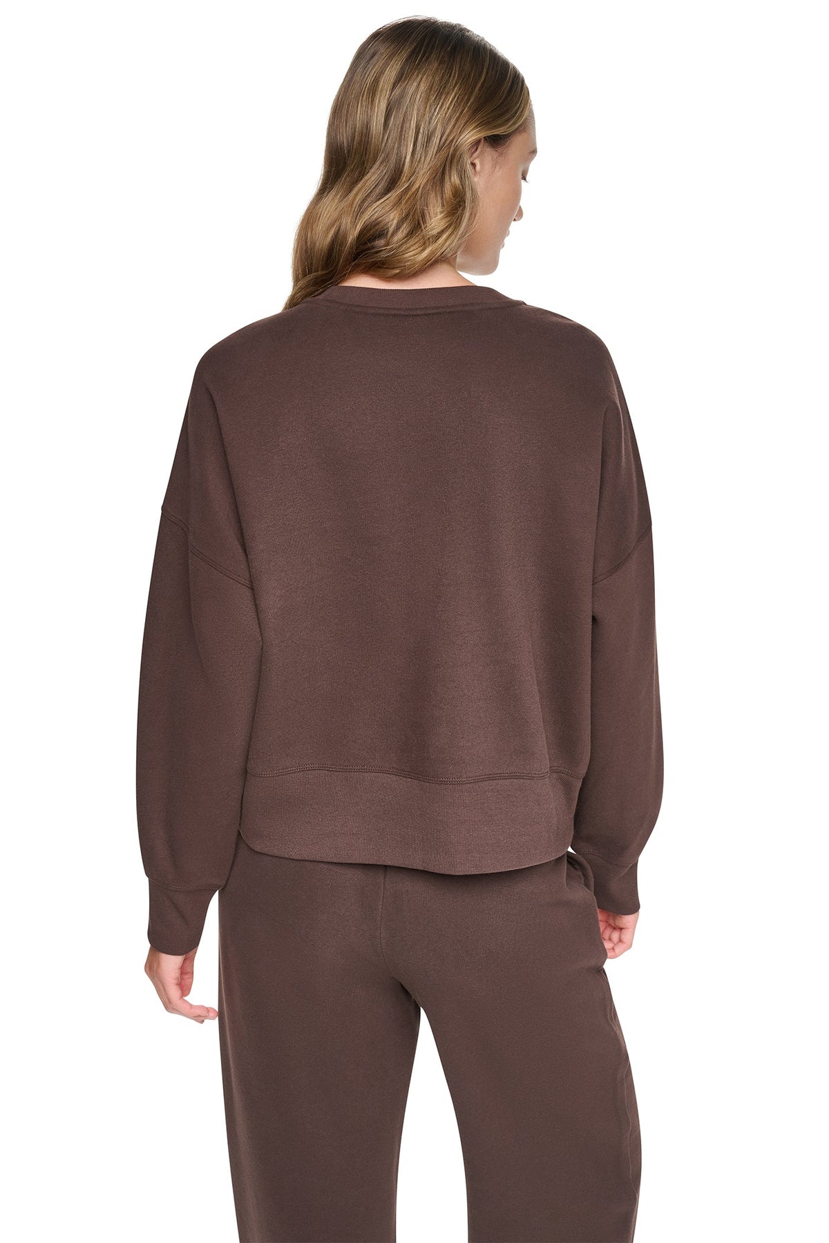 FLOCKED VARSITY LOGO SWEATSHIRT Pearl Grey Heather/Peacoat | DKNY
