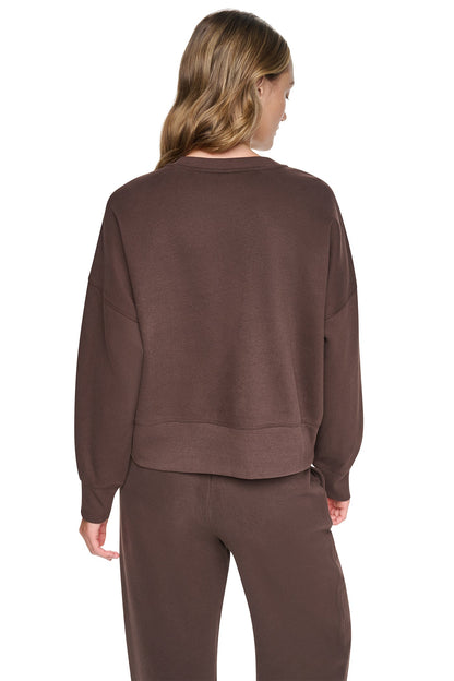 FLOCKED VARSITY LOGO SWEATSHIRT Pearl Grey Heather/Peacoat | DKNY