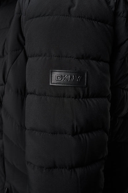 HOODED STAND COLLAR PUFFER BORDEAUX | DKNY
