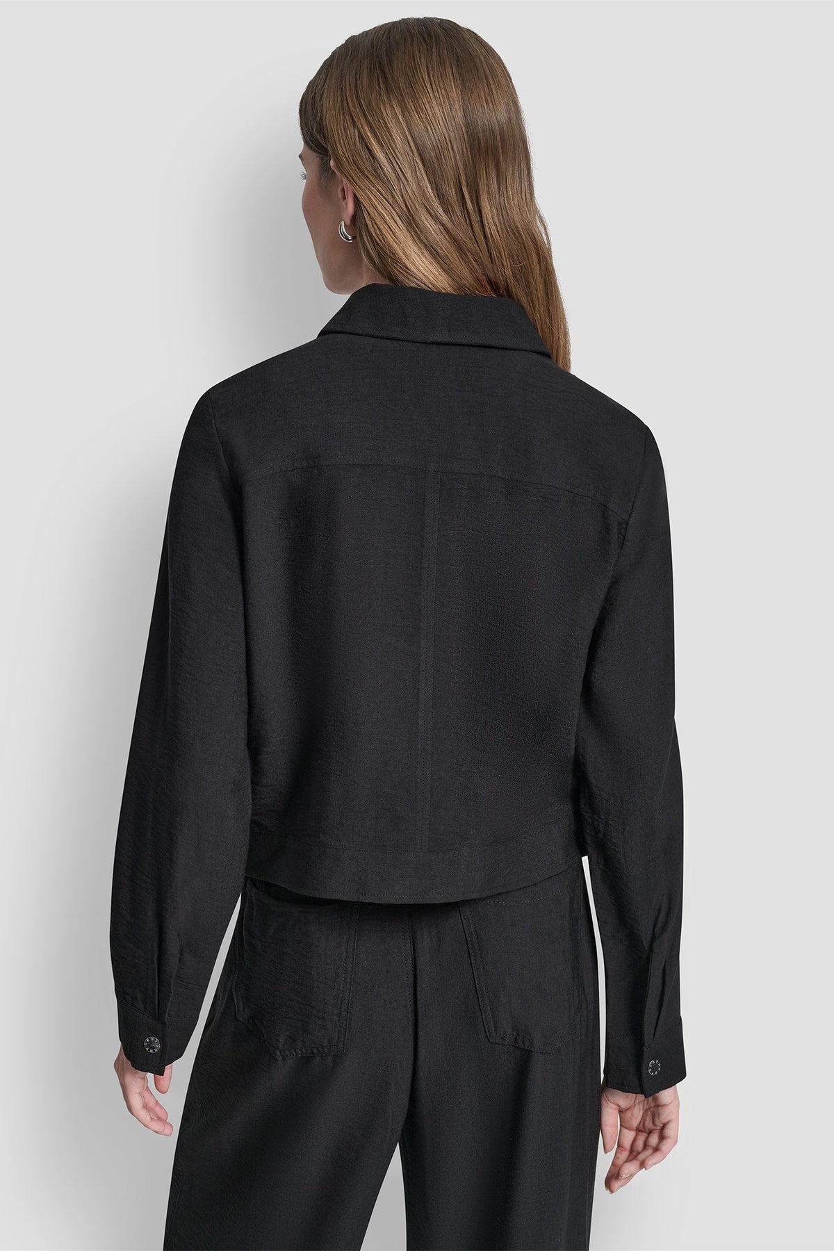 CROPPED TRUCKER JACKET Black | DKNY