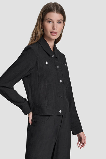 CROPPED TRUCKER JACKET Black | DKNY