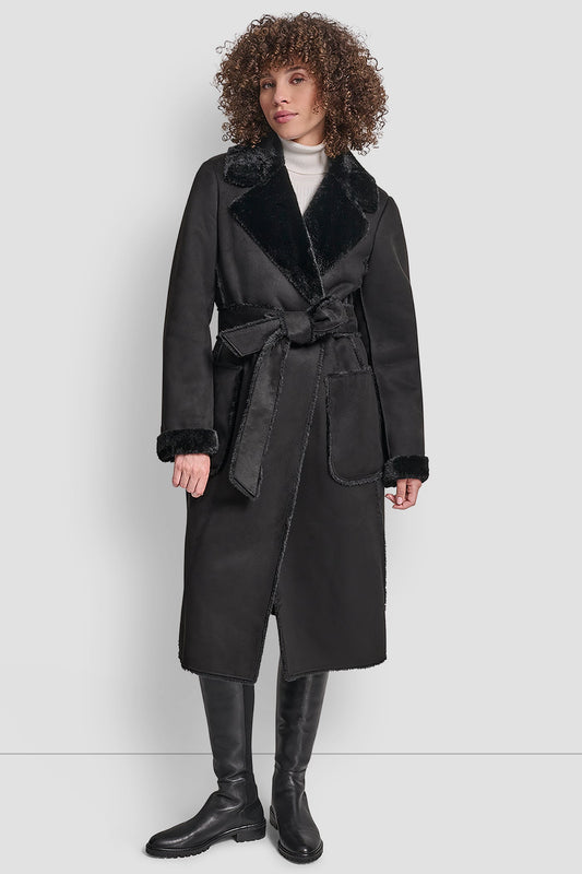 BELTED FAUX SHERLING Black | DKNY