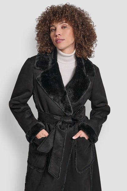 BELTED FAUX SHERLING Black | DKNY