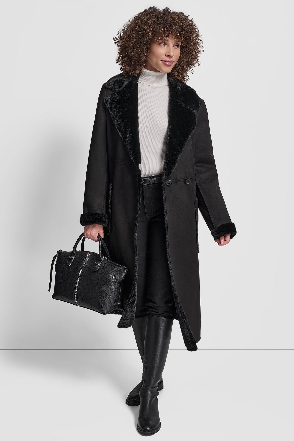 BELTED FAUX SHERLING Black | DKNY