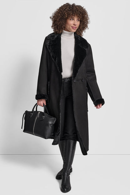 BELTED FAUX SHERLING Black | DKNY